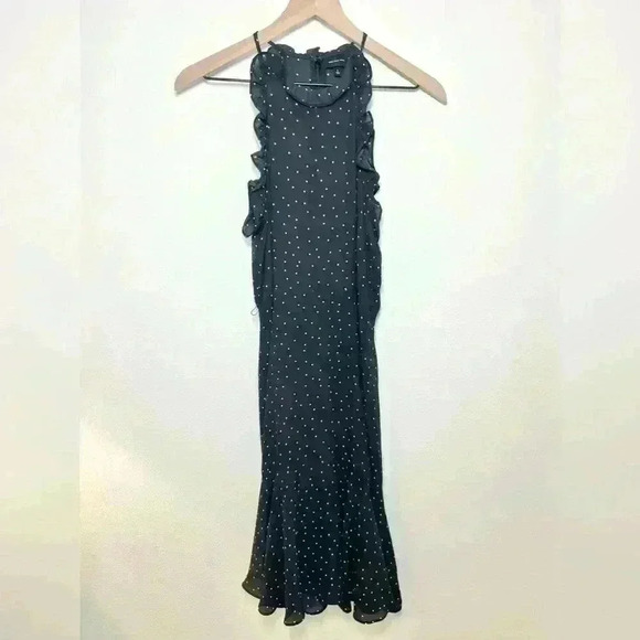 Who What Wear Dresses & Skirts - Who What Where Ruffle High Neck Black and White Polka Dot Midi Dress Size Small